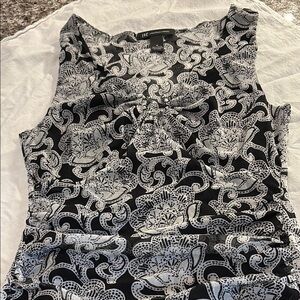 INC International Concepts Black and White Ruched Tank Top